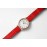 Slim D’Hermes Baton Pointer Red Leather Strap Watch