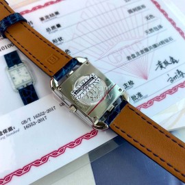 Hermes Cape Cod Series Leather Strap 316l Refined Steel Watch Navy