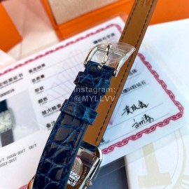 Hermes Cape Cod Series Leather Strap 316l Refined Steel Watch Navy