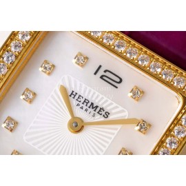 Hermes Bv Factory Heure H Gold 316 Refined Steel Leather Strap Watch