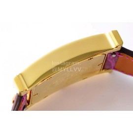 Hermes Bv Factory Heure H Gold 316 Refined Steel Leather Strap Watch