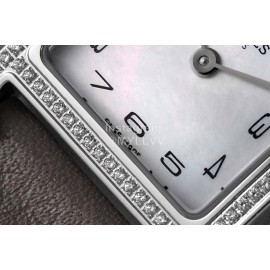 Hermes Bv Factory Diamond Square Dial Leather Strap Watch