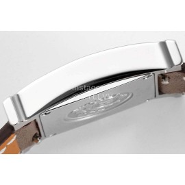 Hermes Bv Factory Diamond Square Dial Leather Strap Watch