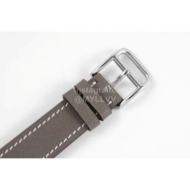 Hermes Bv Factory Diamond Square Dial Leather Strap Watch