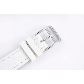 Hermes Bv Factory Diamond Square Dial Leather Strap Watch White