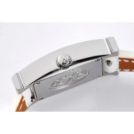 Hermes Bv Factory Diamond Square Dial Leather Strap Watch White