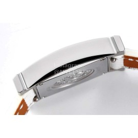 Hermes Bv Factory Diamond Square Dial Leather Strap Watch White