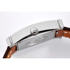 Hermes Bv Factory Diamond Square Dial Leather Strap Watch Brown