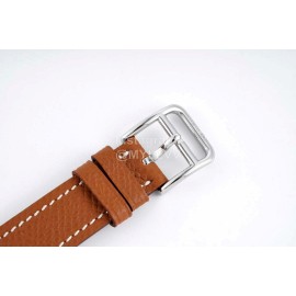 Hermes Bv Factory Diamond Square Dial Leather Strap Watch Brown
