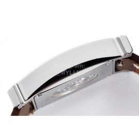 Hermes Bv Factory Diamond Square Dial Leather Strap Watch Coffee