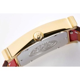 Hermes Bv Factory Heure H Leather Strap Square Dial Watch Red