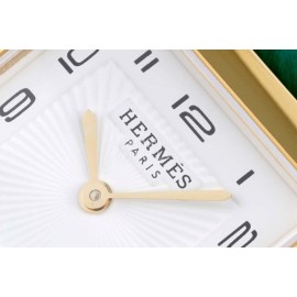 Hermes Bv Factory Heure H Leather Strap Square Dial Watch Green