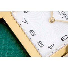 Hermes Bv Factory Heure H Leather Strap Square Dial Watch Green