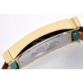 Hermes Bv Factory Heure H Leather Strap Square Dial Watch Green