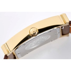 Hermes Bv Factory Heure H Leather Strap Square Dial Watch Coffee