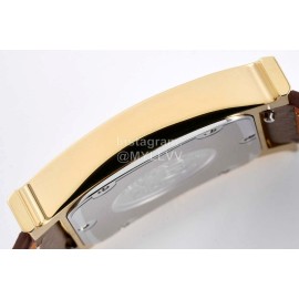Hermes Bv Factory Heure H Leather Strap Square Dial Watch Coffee