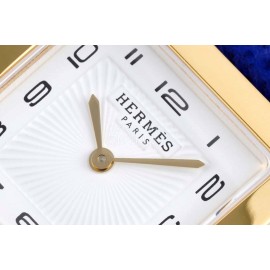 Hermes Bv Factory Heure H Leather Strap Square Dial Watch Blue