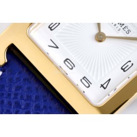 Hermes Bv Factory Heure H Leather Strap Square Dial Watch Blue