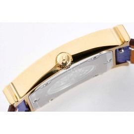 Hermes Bv Factory Heure H Leather Strap Square Dial Watch Blue