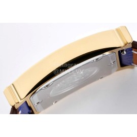 Hermes Bv Factory Heure H Leather Strap Square Dial Watch Blue