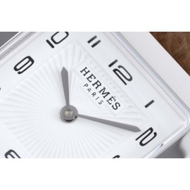 Hermes Bv Factory Heure H Coffee Leather Strap Square Dial Watch 