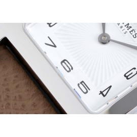 Hermes Bv Factory Heure H Coffee Leather Strap Square Dial Watch 