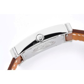 Hermes Bv Factory Heure H Brown Leather Strap Square Dial Watch 