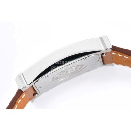 Hermes Bv Factory Heure H Brown Leather Strap Square Dial Watch 