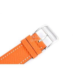 Hermes Bv Factory Heure H Orange Leather Strap Square Dial Watch 