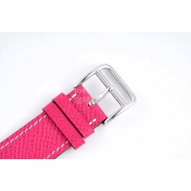 Hermes Bv Factory Heure H Leather Strap Square Dial Watch Rose Red