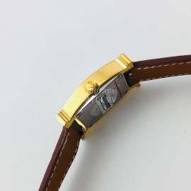 Hermes Hr Factory Heure H Series Square Dial Coffee Leather Strap Watch