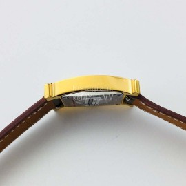 Hermes Hr Factory Heure H Series Square Dial Coffee Leather Strap Watch