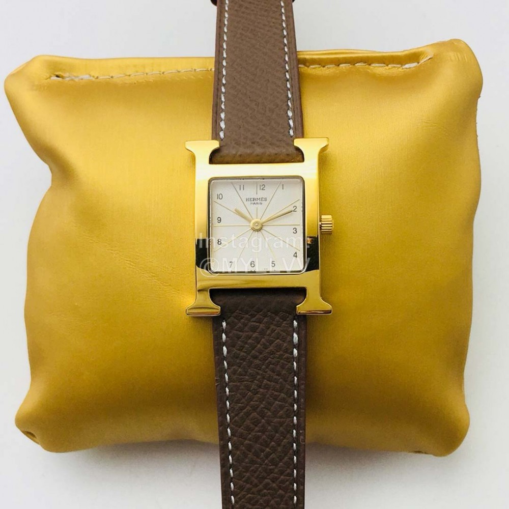 Hermes Hr Factory Heure H Series New Square Dial Watch Coffee 