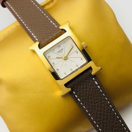 Hermes Hr Factory Heure H Series New Square Dial Watch Coffee 