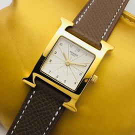 Hermes Hr Factory Heure H Series New Square Dial Watch Coffee 