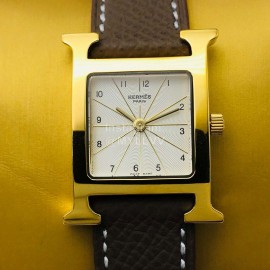Hermes Hr Factory Heure H Series New Square Dial Watch Coffee 