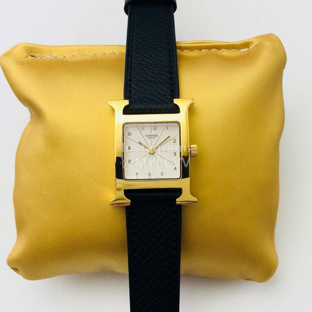 Hermes Hr Factory Heure H Series Square Dial Watch Black