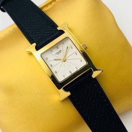 Hermes Hr Factory Heure H Series Square Dial Watch Black