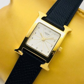 Hermes Hr Factory Heure H Series Square Dial Watch Black