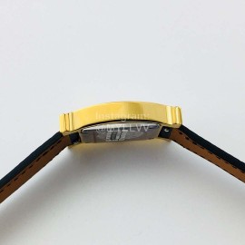 Hermes Hr Factory Heure H Series Square Dial Black Leather Strap Watch