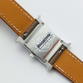 Hermes Hr Factory Fine Steel Case Square Dial Watch Coffee