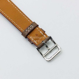 Hermes Hr Factory Fine Steel Case Square Dial Watch Coffee