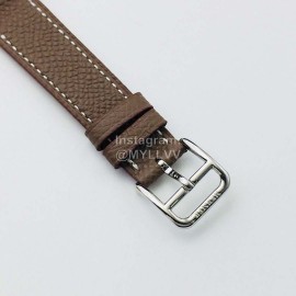 Hermes Hr Factory Fine Steel Case Square Dial Watch Coffee