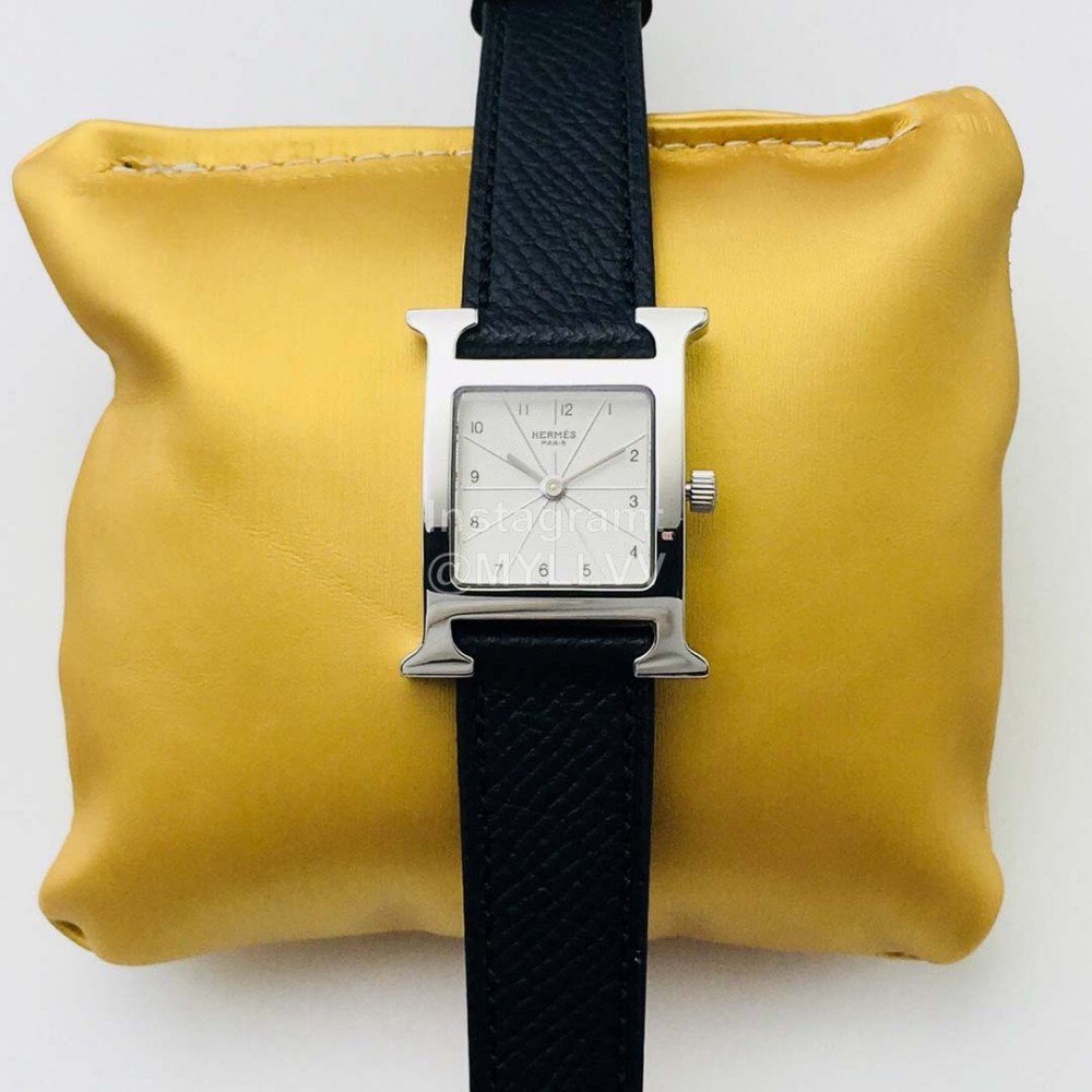 Hermes Hr Factory Fine Steel Case Square Dial Watch Black