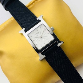 Hermes Hr Factory Fine Steel Case Square Dial Watch Black
