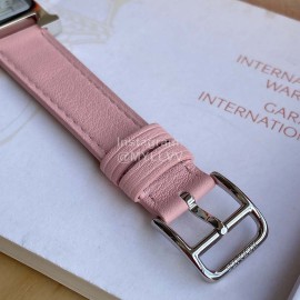 Hermes 316l Refined Steel Barenia Leather Strap Watch Pink