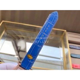 Hermes Classic Square Dial Leather Strap Diamond Watch Blue