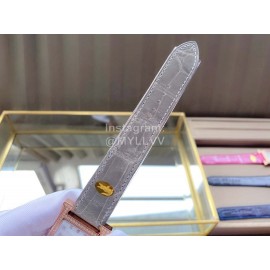 Hermes Classic Square Dial Leather Strap Diamond Watch Gray