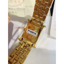 Hermes 316l Fine Steel Case Strap Diamond Watch Gold