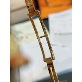 Hermes 316l Fine Steel Case Strap Diamond Watch Gold